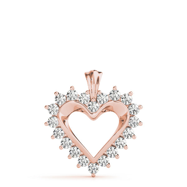 14K Rose Gold Lab Diamond Heart Pendant