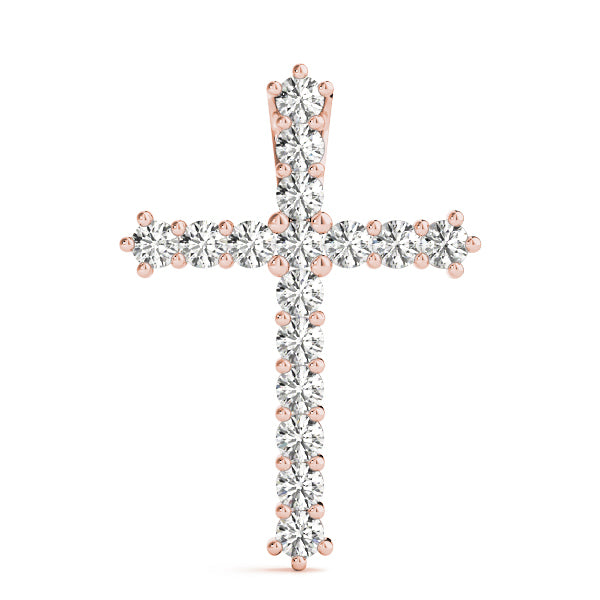 18K Rose Gold Diamond Cross Pendant