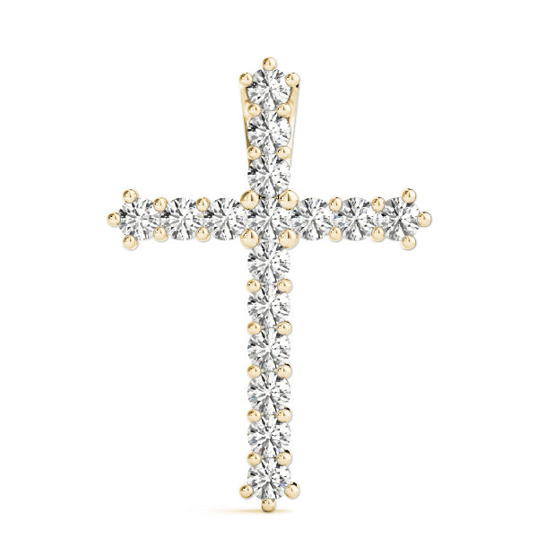 18K Yellow Gold Diamond Religious Cross Pendant