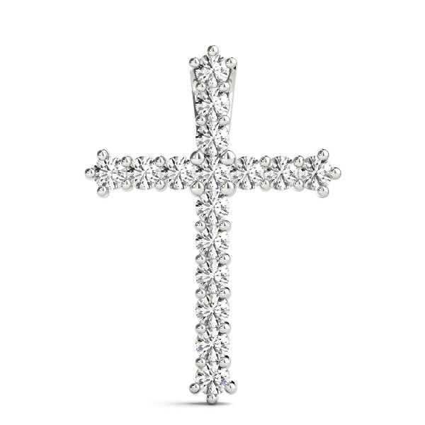18K White Gold Diamond Cross Pendant