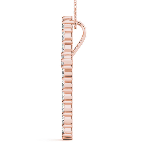18K Rose Gold Diamond Cross Pendant