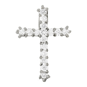 18K White Gold Diamond Cross Pendant
