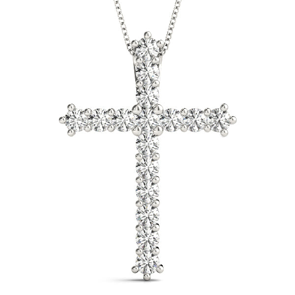 18K White Gold Diamond Religious Cross Pendant