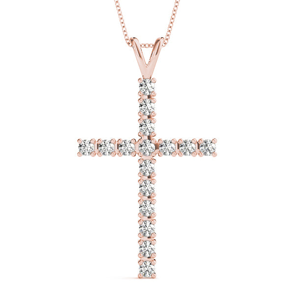 Rose Gold Diamond Cross Pendant | Religious Jewelry