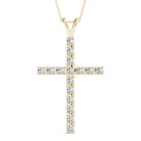 14K Yellow Gold Diamond Cross Pendant Jewelry
