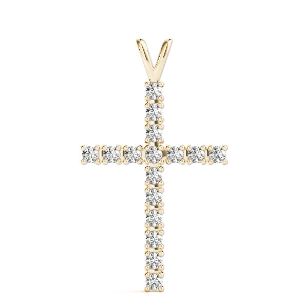 14K Yellow Gold Diamond Cross Pendant Jewelry