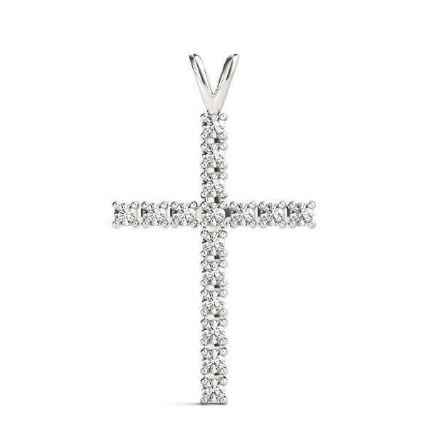 14K White Gold Diamond Cross Pendant