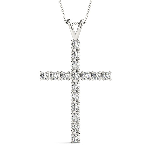 White Platinum Diamond Religious Cross Pendant