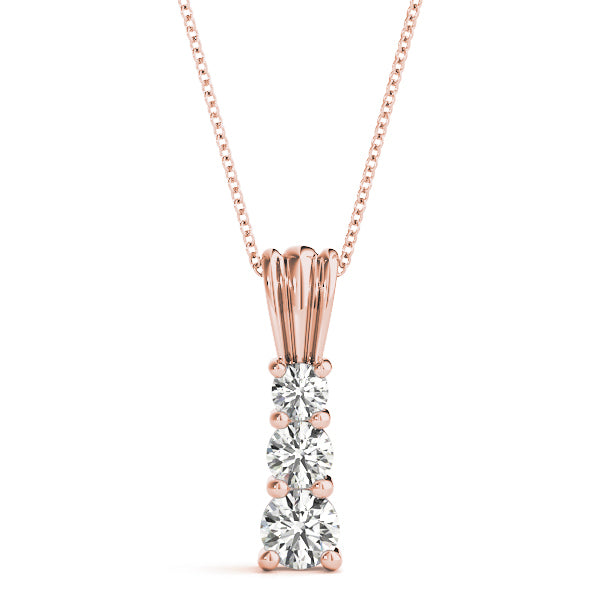 1 ct Rose Gold Round Diamond Three-Stone Pendant