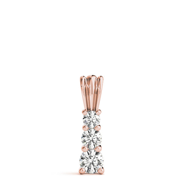 1 ct Rose Gold Round Diamond Three-Stone Pendant