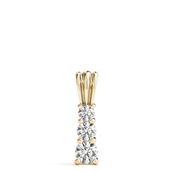 18K Yellow Gold 1 ct Diamond Three-Stone Pendant Necklace