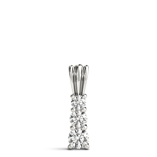 18K White Gold 1 ct Diamond Three-Stone Pendant