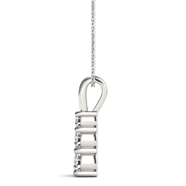 14K White Gold 1 CT Diamond Three-Stone Pendant