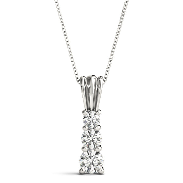 Lab Diamond 3 Stone 14K Gold Pendant