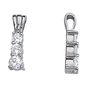 18K White Gold 1 ct Diamond Three-Stone Pendant