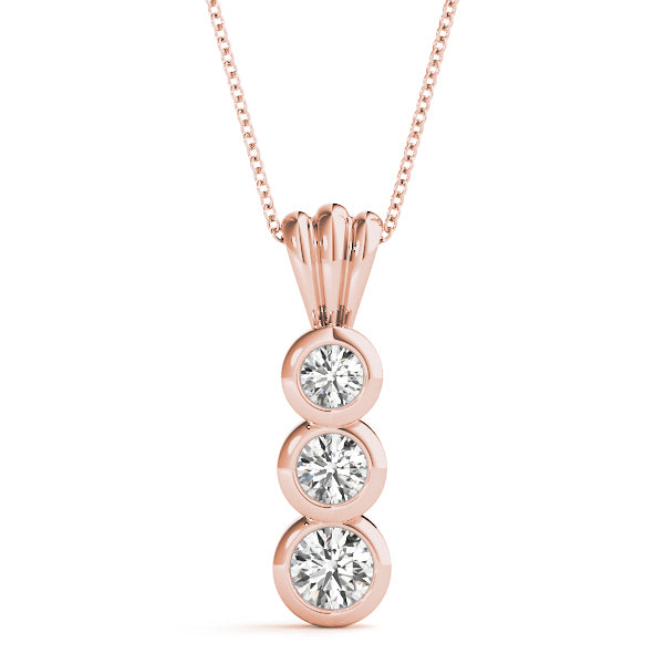 18K Rose Gold 1/2 ct Diamond Three-Stone Pendant