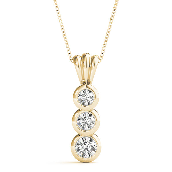 18K Yellow Gold Lab Diamond 3-Stone Pendant