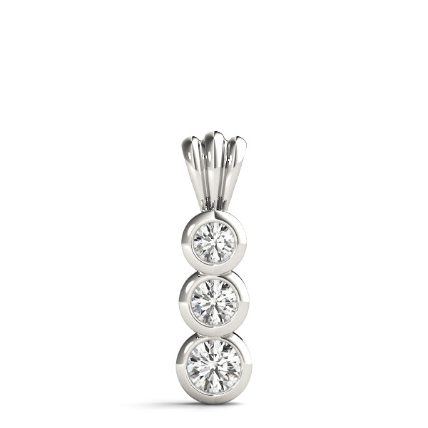 14K White Gold Lab Diamond 3-Stone Pendant