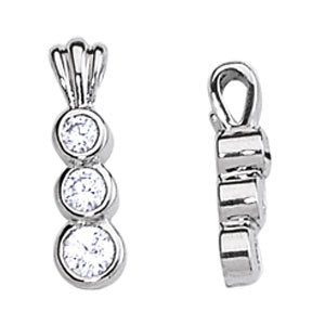 14K White Gold Lab Diamond 3-Stone Pendant