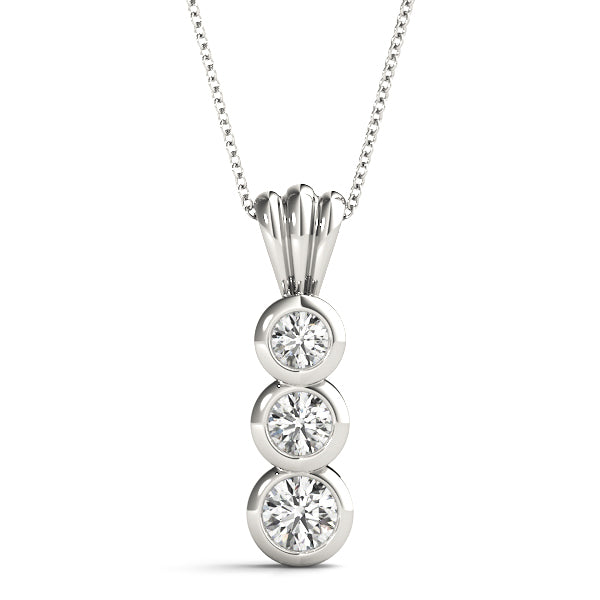 White Gold Lab Diamond 3-Stone Pendant 0.40 CTW
