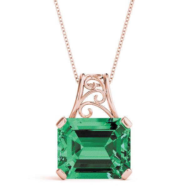Rose Gold Emerald Diamond Fashion Pendant