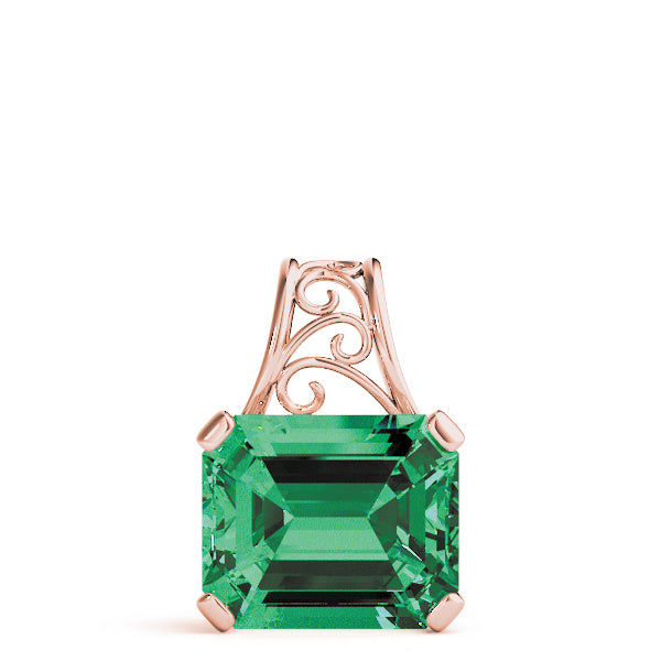 Rose Gold Emerald Diamond Fashion Pendant