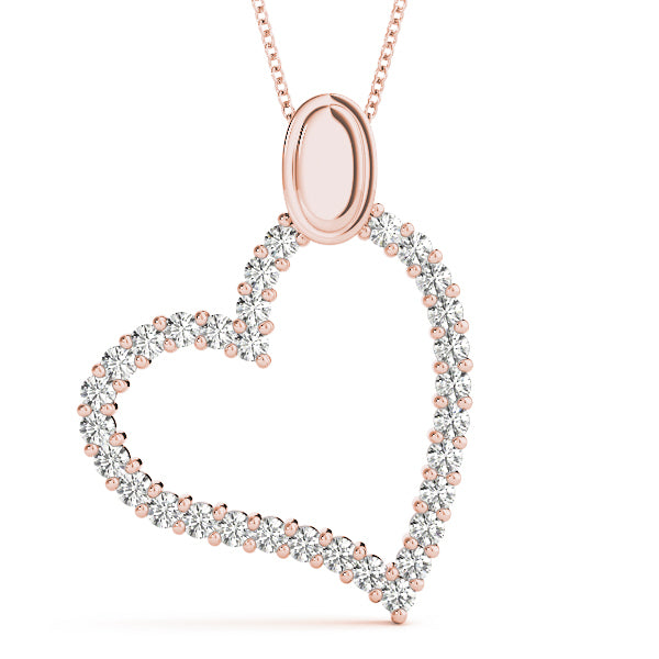 18K Rose Gold Multi-Diamond Heart Pendant