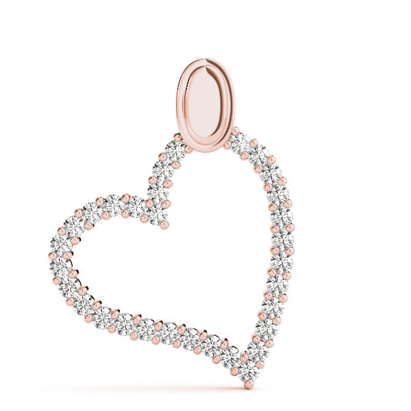 18K Rose Gold Multi-Diamond Heart Pendant