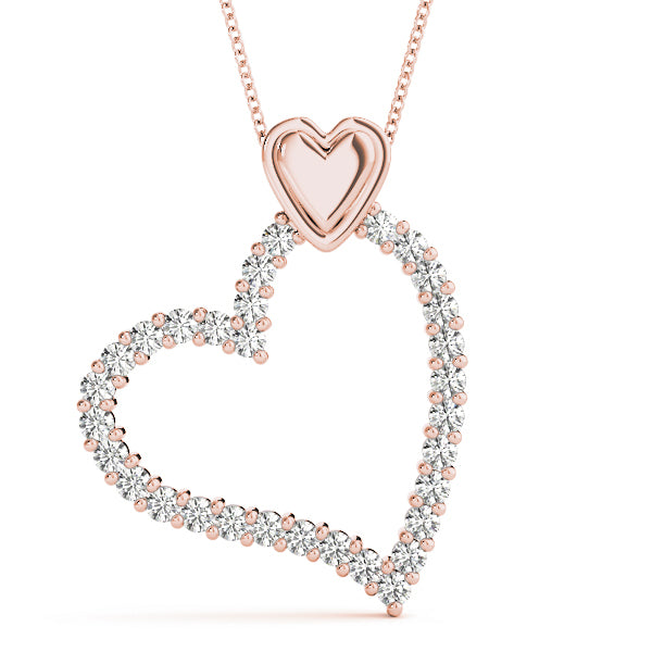 18K Rose Gold Multi-Diamond Heart Pendant