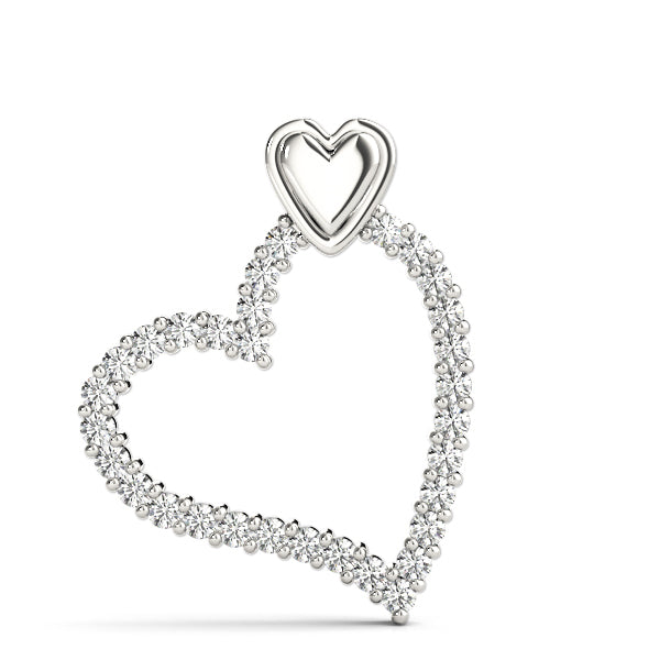 White Platinum Multi-Diamond Heart Pendant