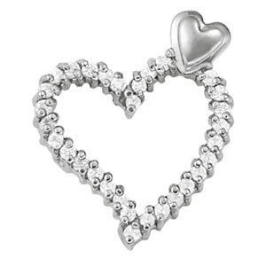 14K White Gold Round Diamond Fashion Pendant