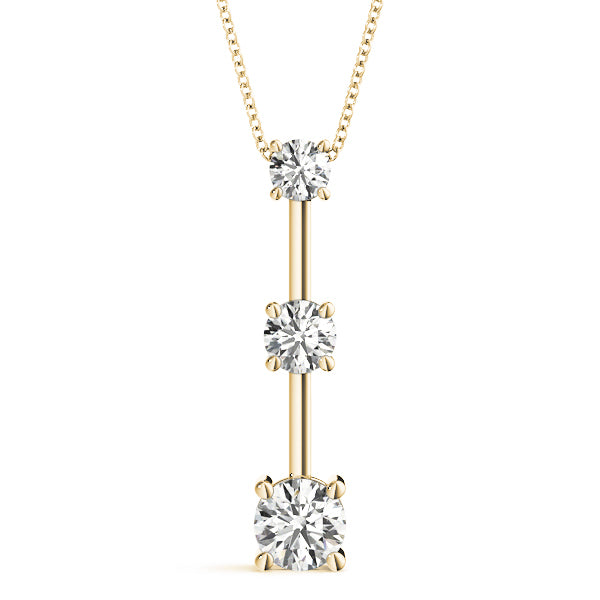 18K Yellow Gold 1 ct Diamond Three-Stone Pendant