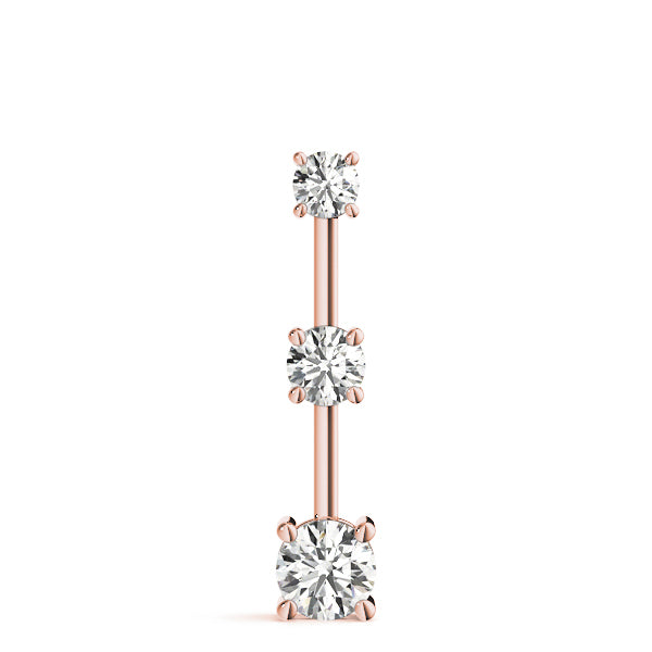 18K Rose Gold 1 ct Diamond Three-Stone Pendant Necklace