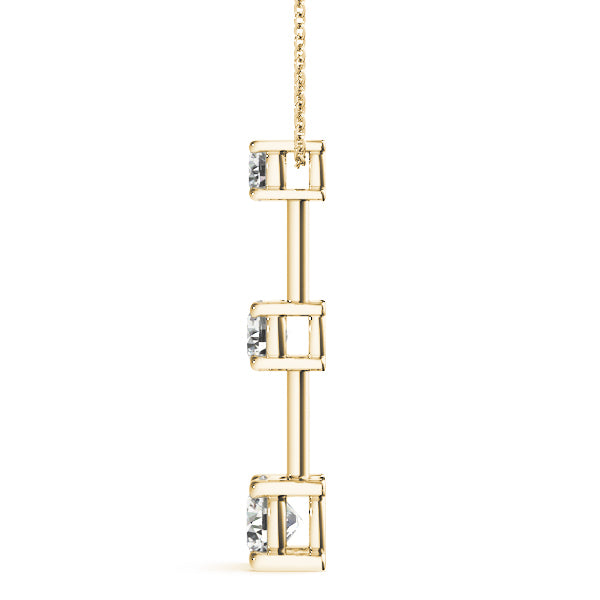 18K Yellow Gold 1 ct Diamond Three-Stone Pendant