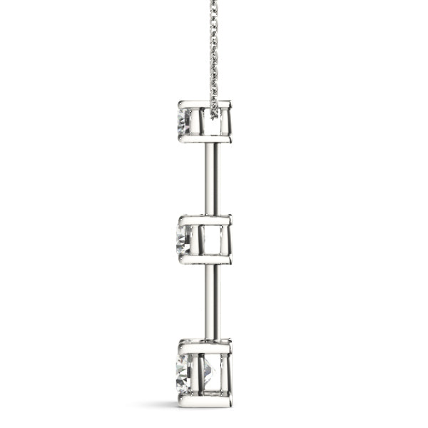 18K White Gold 1 CT Diamond Three-Stone Pendant