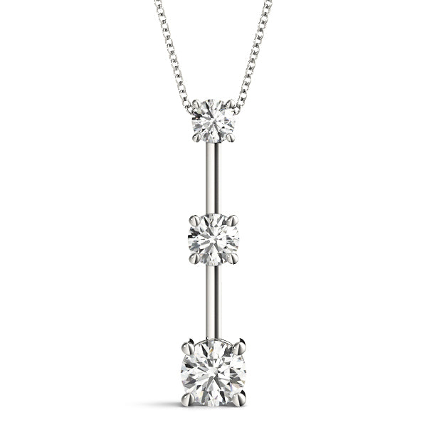 Lab Diamond 3 Stone 14K Gold Pendant