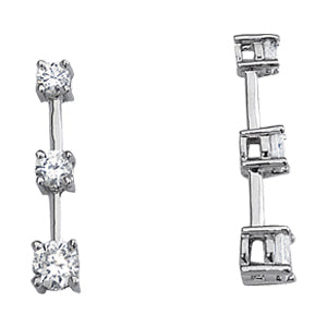 14K White Gold 1 CT Diamond Three-Stone Pendant
