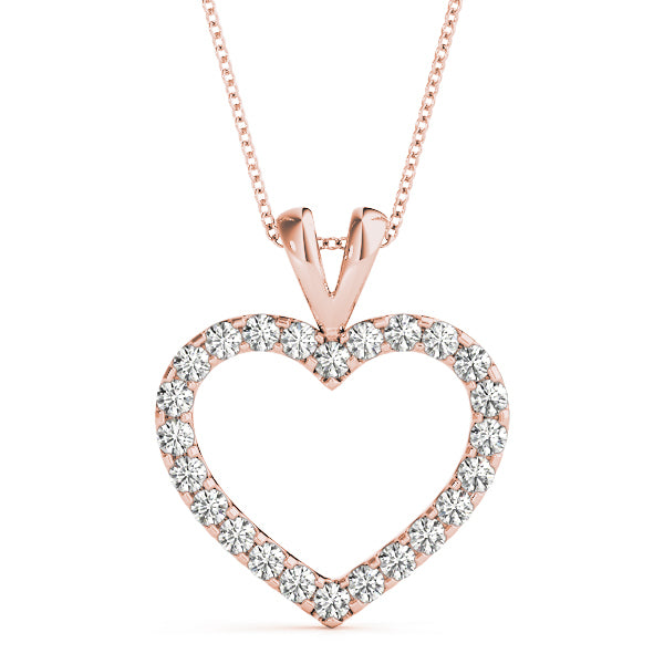 18K Rose Gold Multi-Diamond Heart Pendant