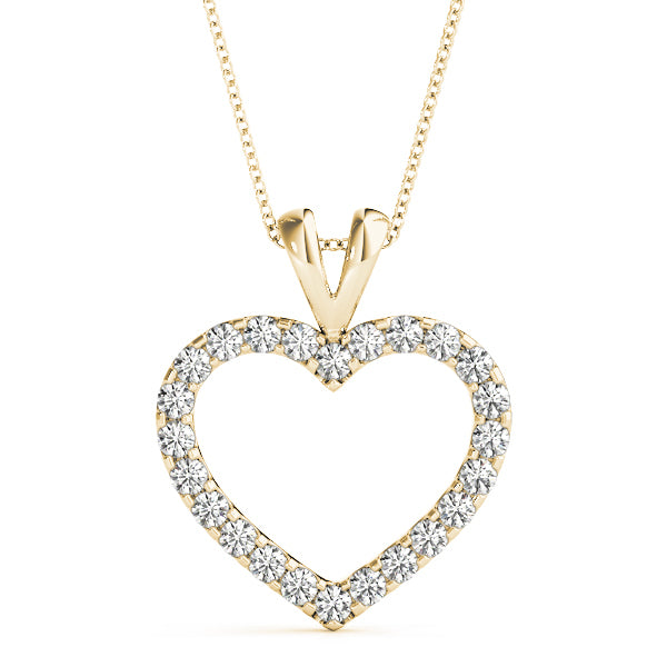 14K Yellow Gold Multi-Diamond Heart Pendant