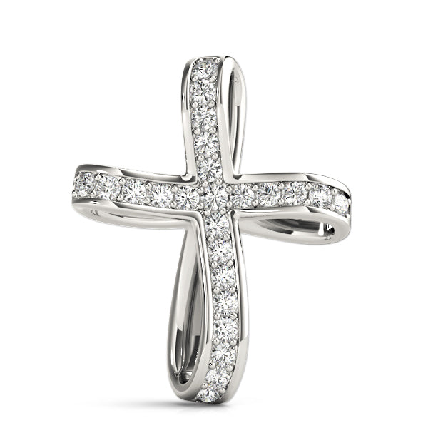18K White Gold Diamond Religious Cross Pendant