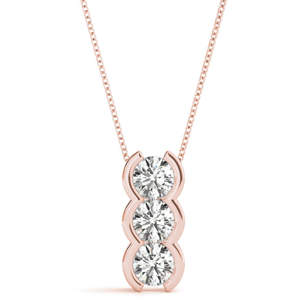 18K Rose Gold Diamond 3-Stone Pendant