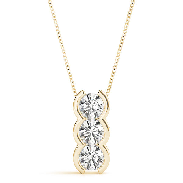 3-Stone Diamond 18K Yellow Gold Pendant
