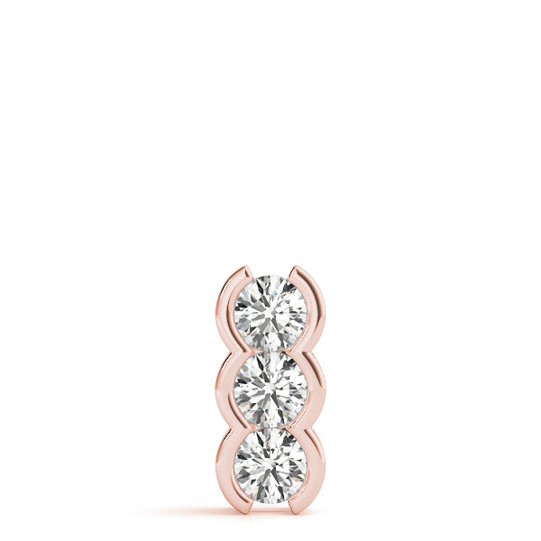 14K Rose Gold 1 CT Diamond 3-Stone Pendant