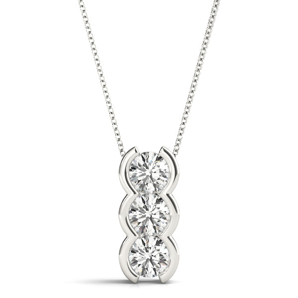 White Gold 3-Stone Lab Diamond Pendant