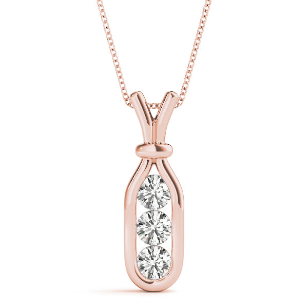 3-Stone Rose Gold Diamond Pendant