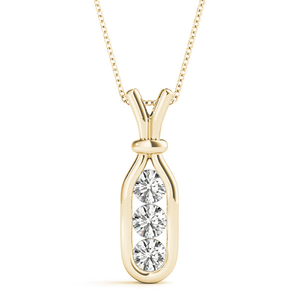 18K Yellow Gold Lab Diamond 3-Stone Pendant