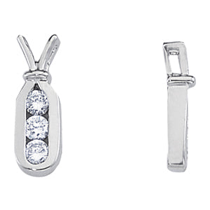 Platinum 1/2 CT Three-Stone Diamond Pendant Necklace