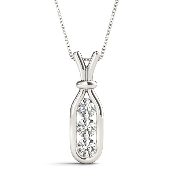 White Gold 3-Stone Lab Diamond Pendant