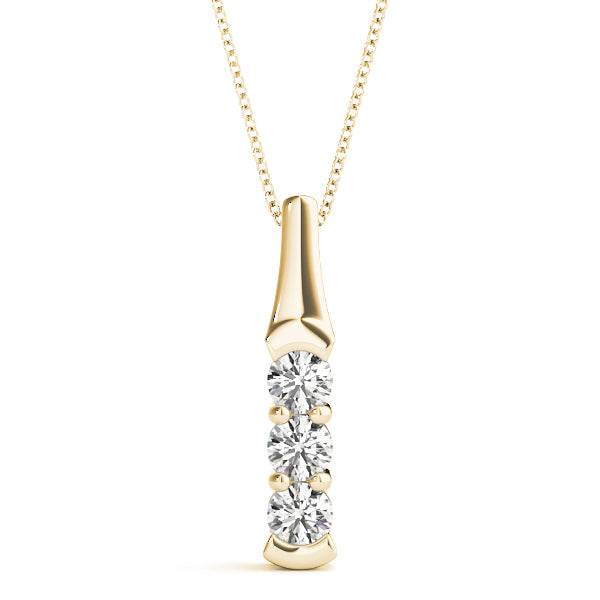 3-Stone Diamond 18K Yellow Gold Pendant