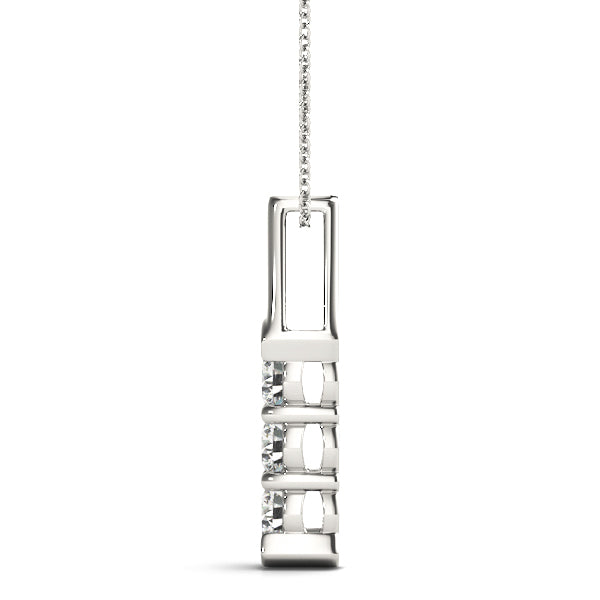 White Platinum 3-Stone Lab Diamond Pendant